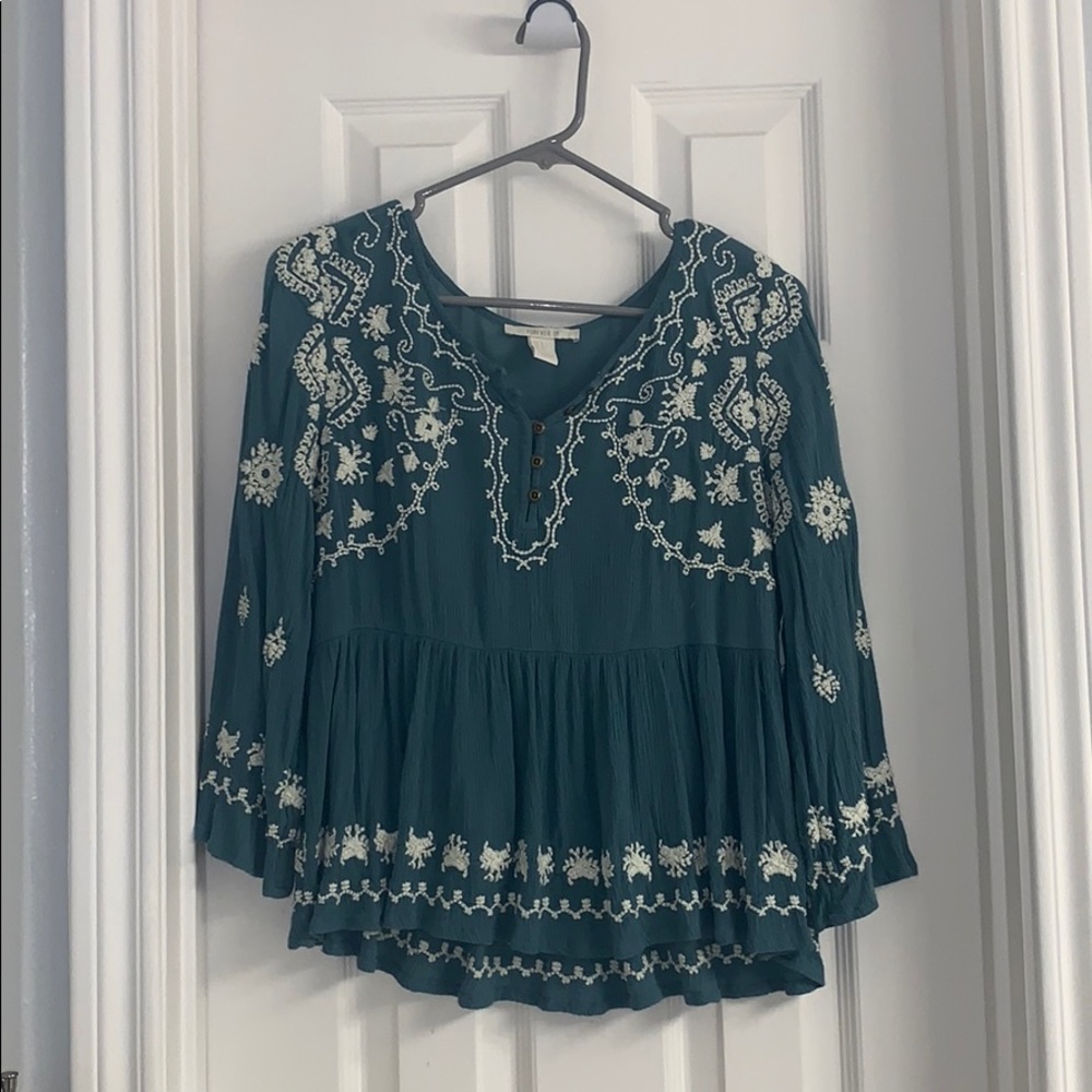 Blue patterned forever 21 top